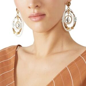 Gas Bijoux Alexia Drop Hoop Beaded Boho Gold Plated Earrings‎ Earrings